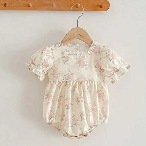 "Dani" Baby's Floral Print Bubble Romper