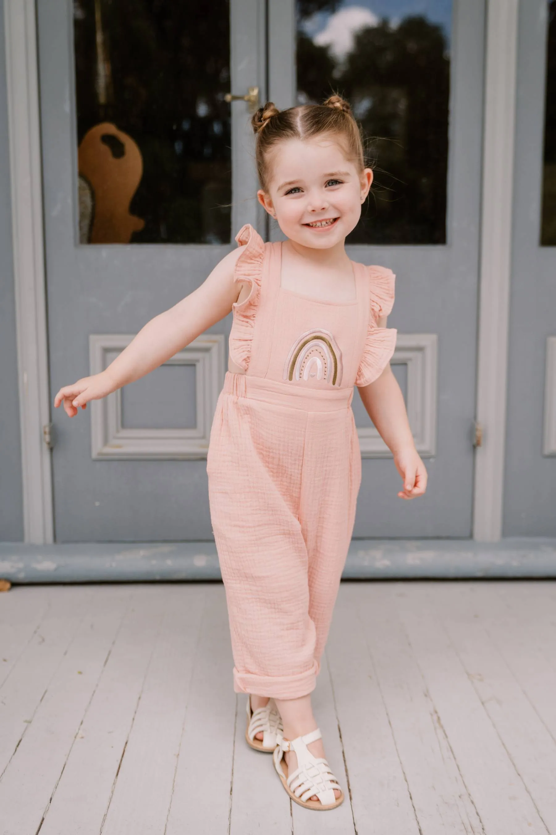 Rainbow Muslin Overall - Blush