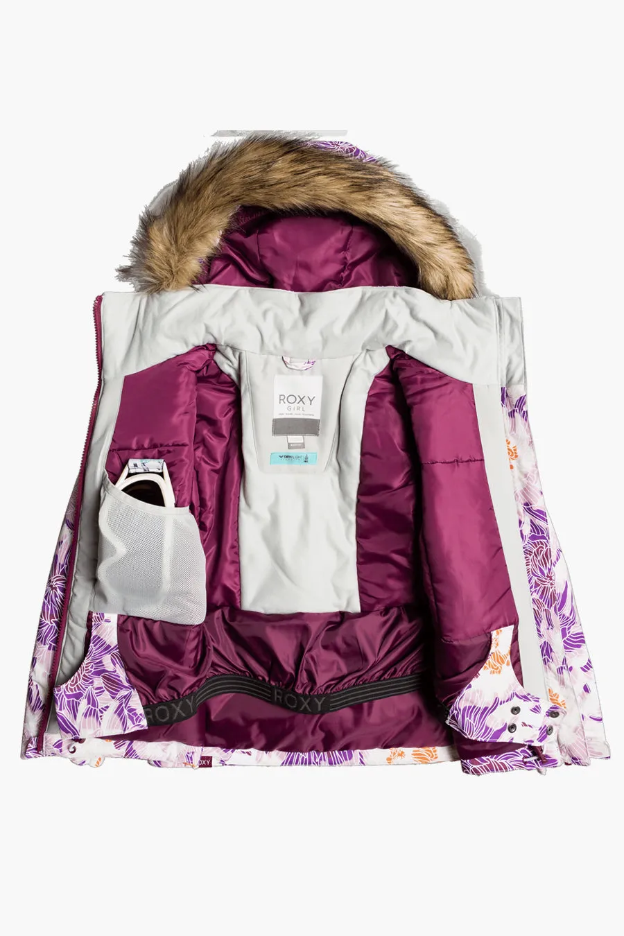 Roxy American Pie Kids Ski Jacket - Bright White Lovely Day