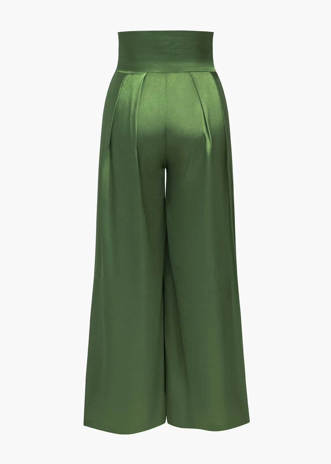 Solid Crossed Backless Top And Wide Leg Trousers Set