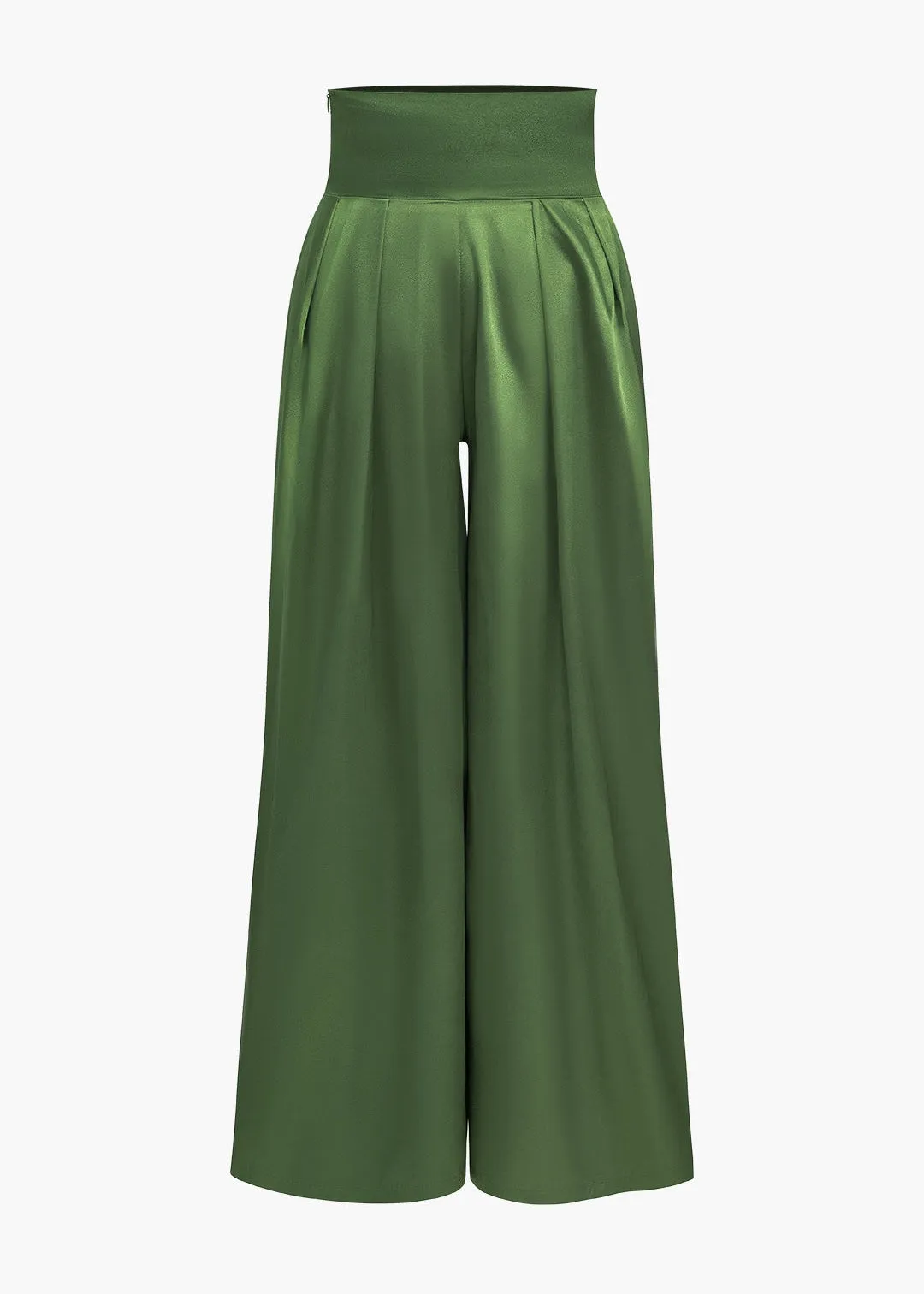 Solid Crossed Backless Top And Wide Leg Trousers Set