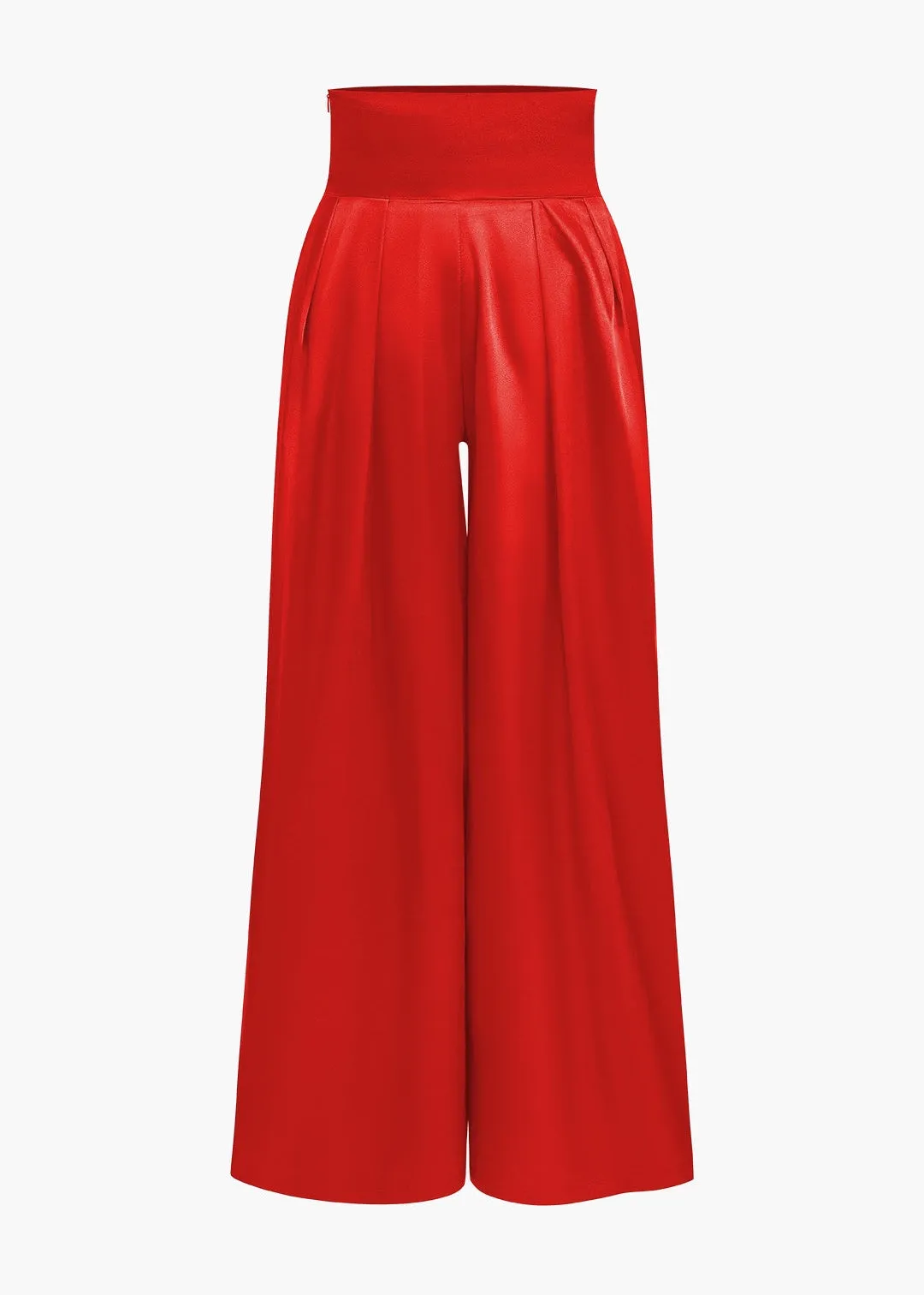 Solid Crossed Backless Top And Wide Leg Trousers Set