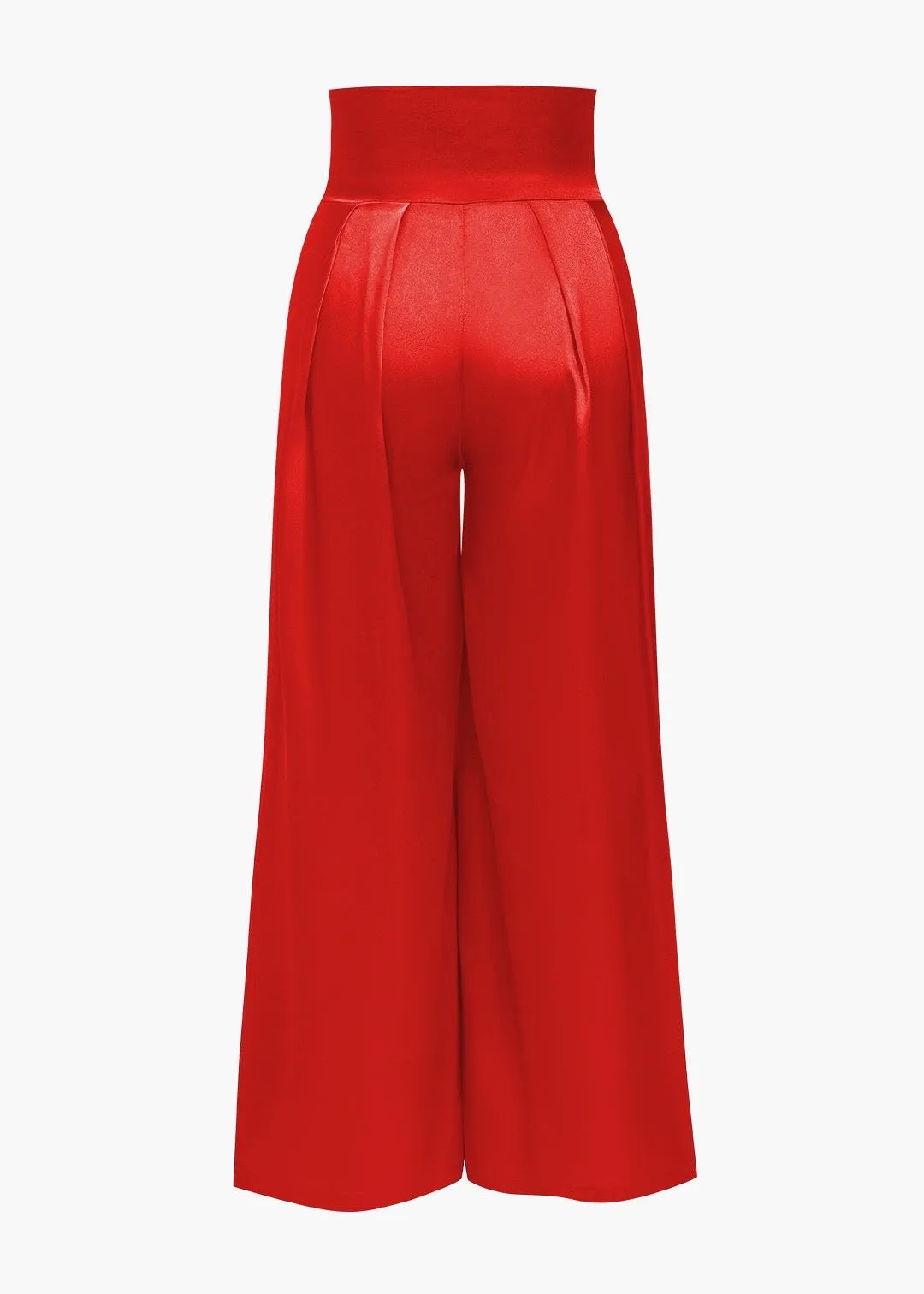 Solid Crossed Backless Top And Wide Leg Trousers Set