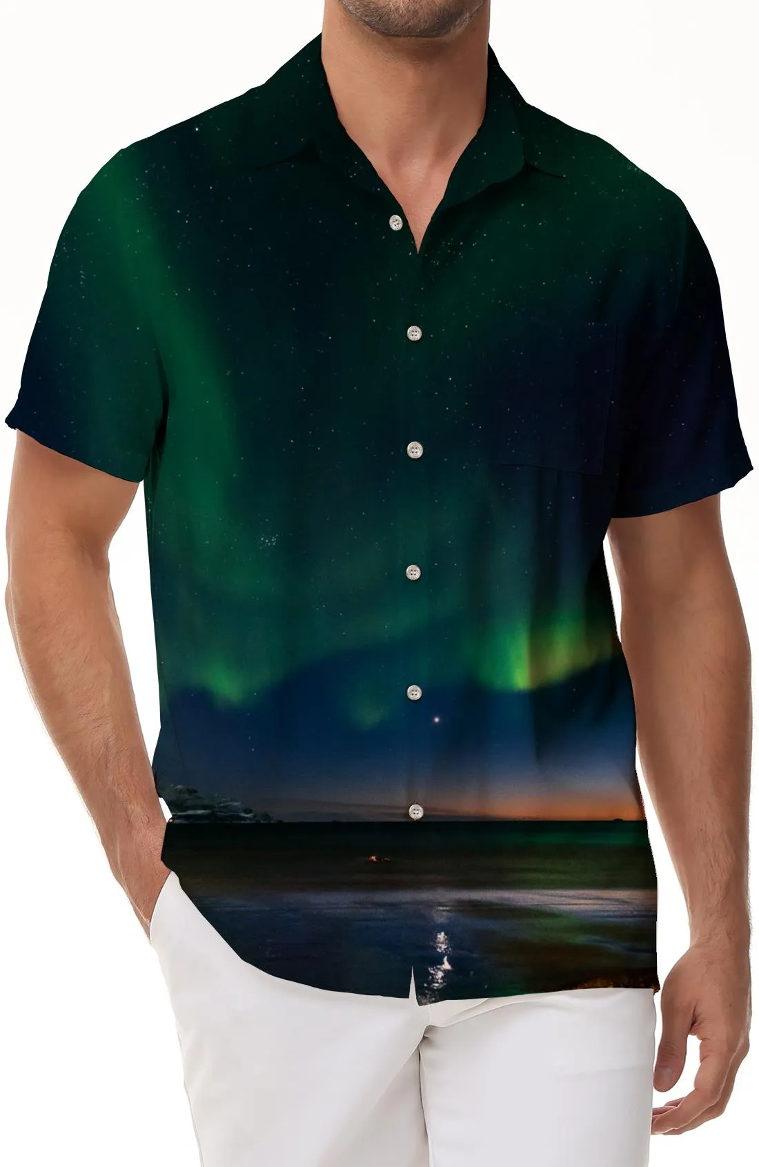 Starlight Night Banquet Print Men's Shirt Button-down Tropical Hawaiian Shirt Short Sleeve