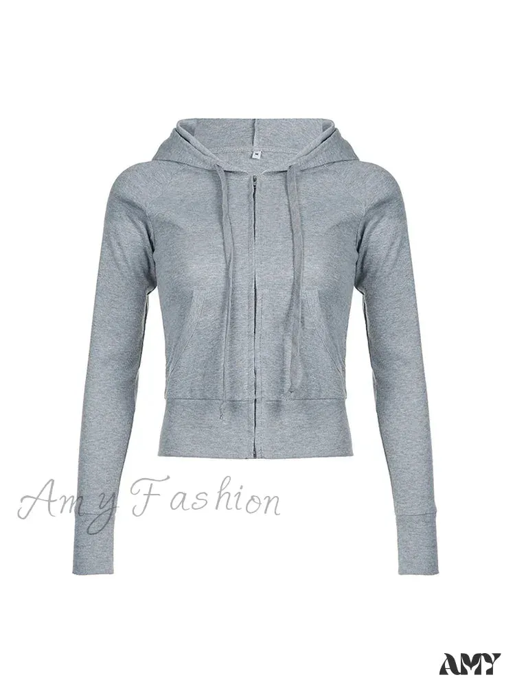 Sweetown Gray Slim Simple Basic Casual Preppy Cozy Stylish Hoodies