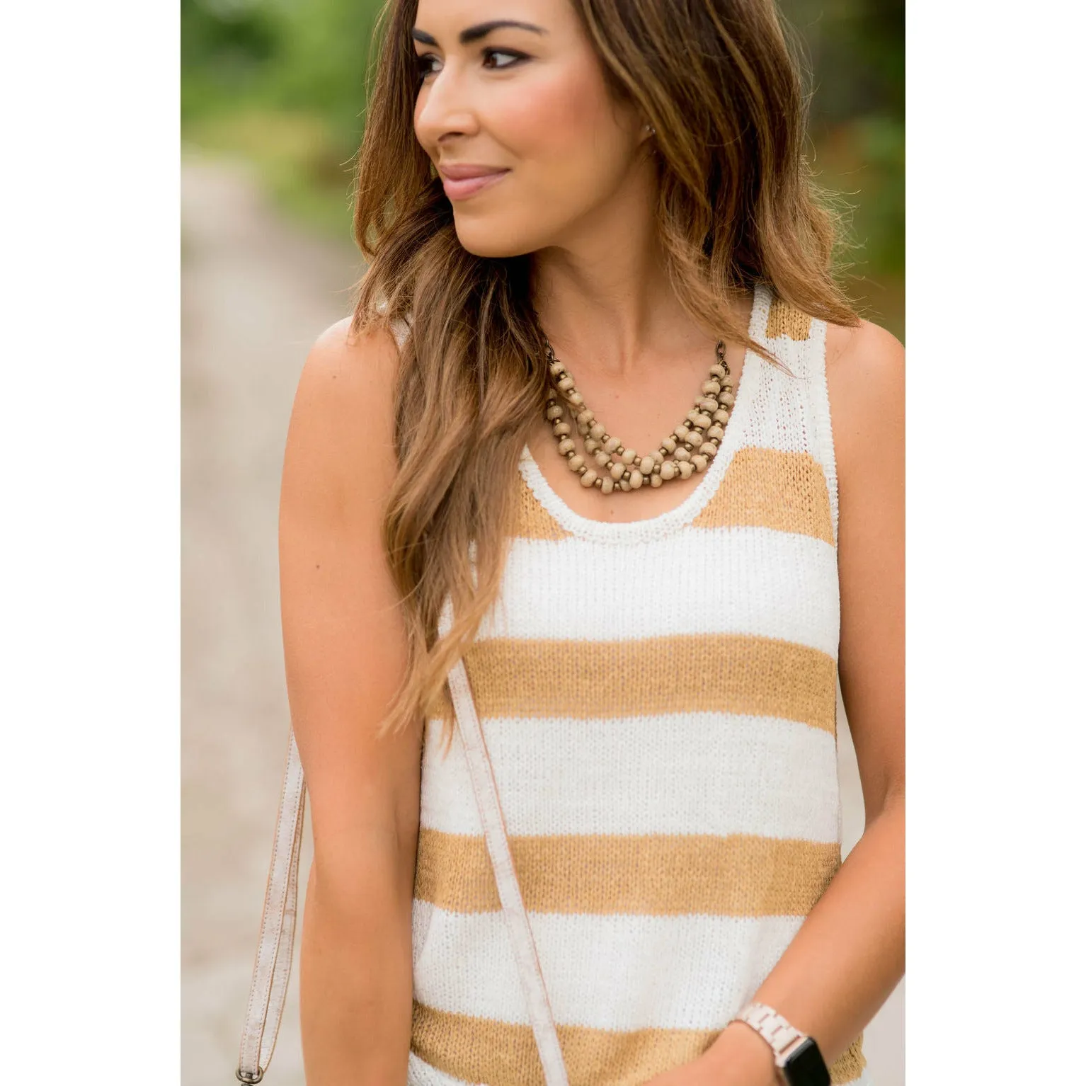 Thick Striped Knit Sweater Tank