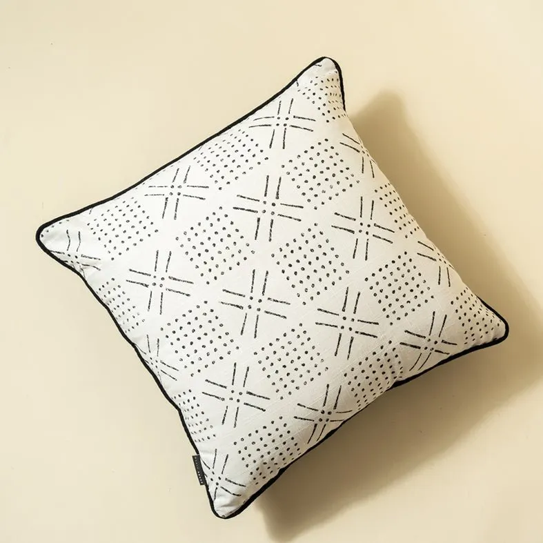 Tribal Boho Printed Cushion Cover - B/W 45 X 45 Cm