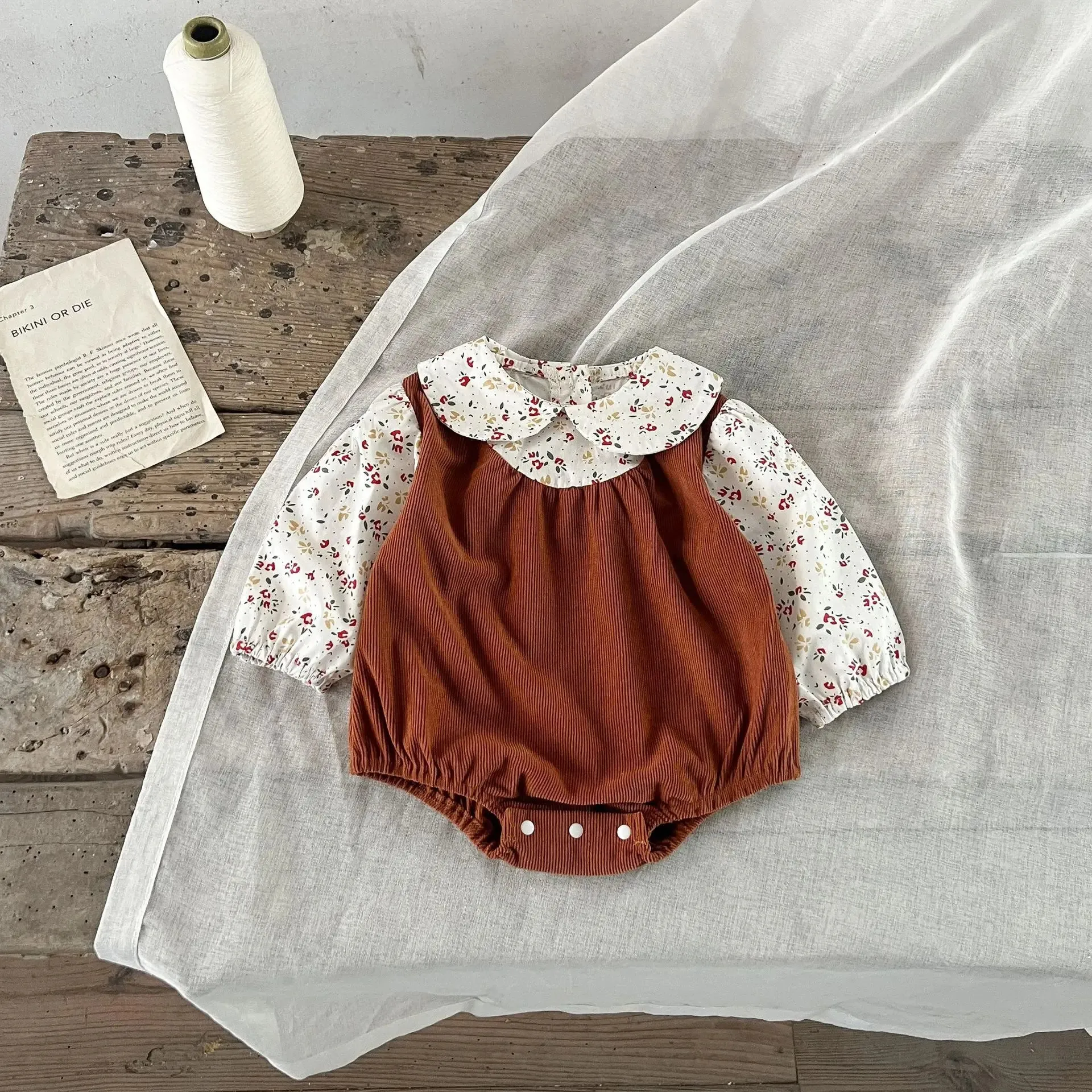 'Vintage Charm' Floral Collar Onesie & Dress