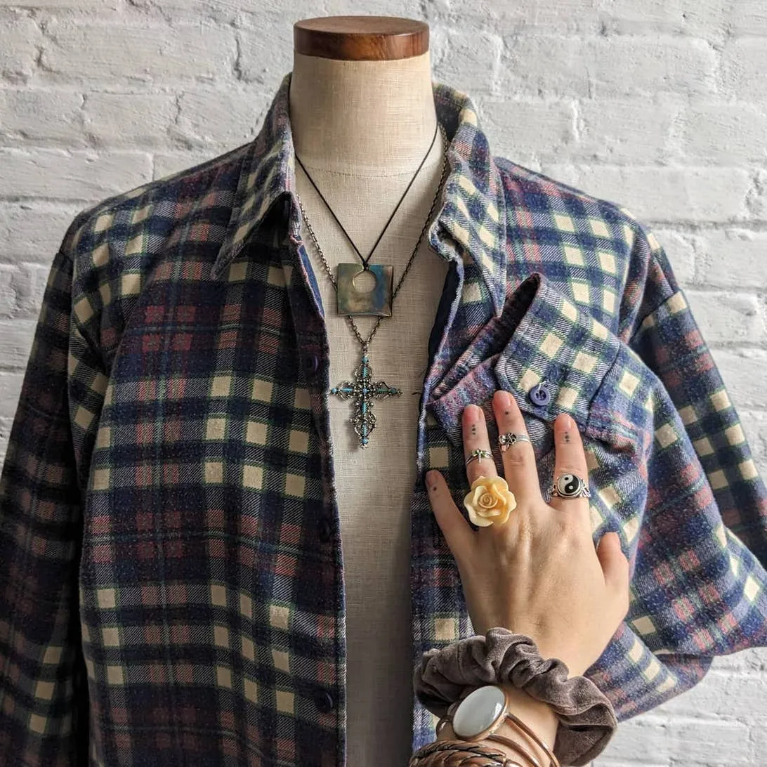 Vintage Lee Grunge Plaid Flannel Utility Blanket Thermal Oversize Coat Jacket