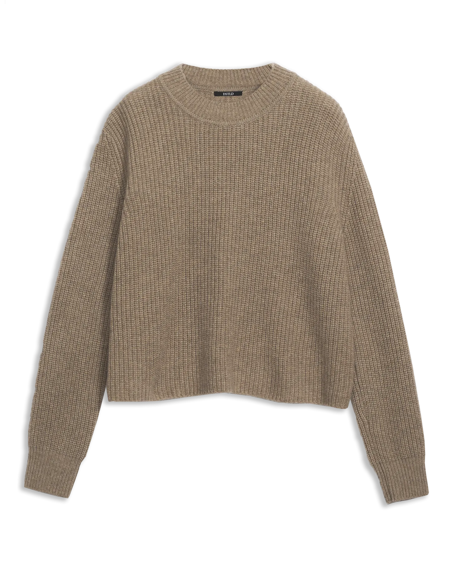 Women's Cashmere Ribbed Mock Neck in Camel