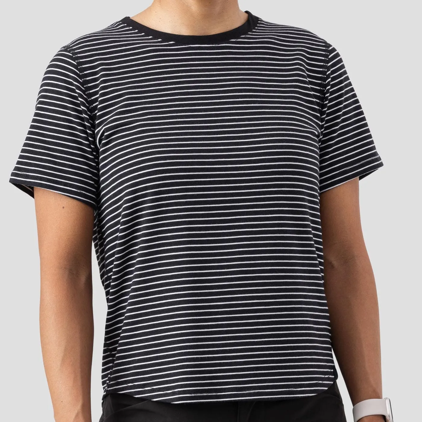 Women's Organic Riding Shirt - Black Stripes