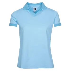 Womens Short Sleeve Open Collar Light Blue - AW24